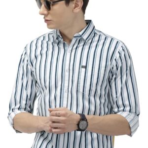 Men Slim Fit Multi Striped Full Sleeves